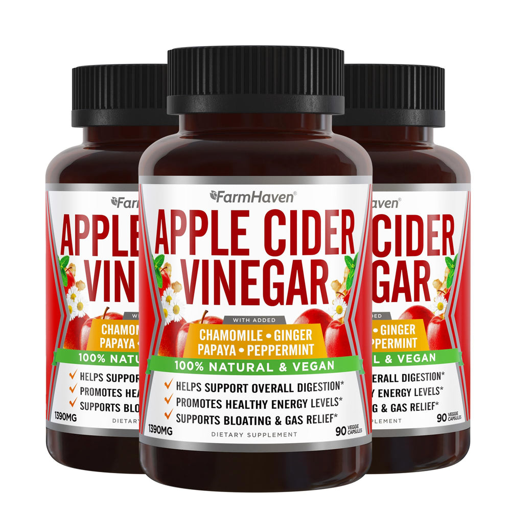 FarmHaven Apple Cider Vinegar Plus Soothing Herbs bottle for digestion support