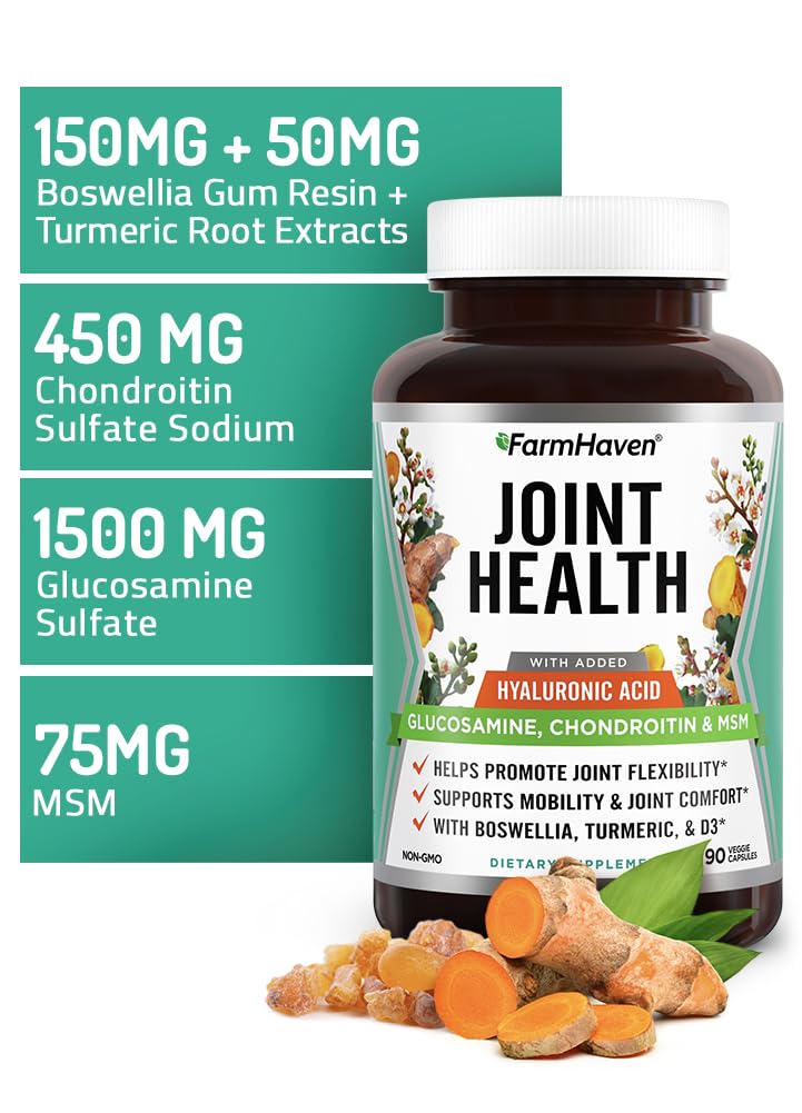 FarmHaven boswellia turmeric ingredients image highlights natural anti-inflammatory blend