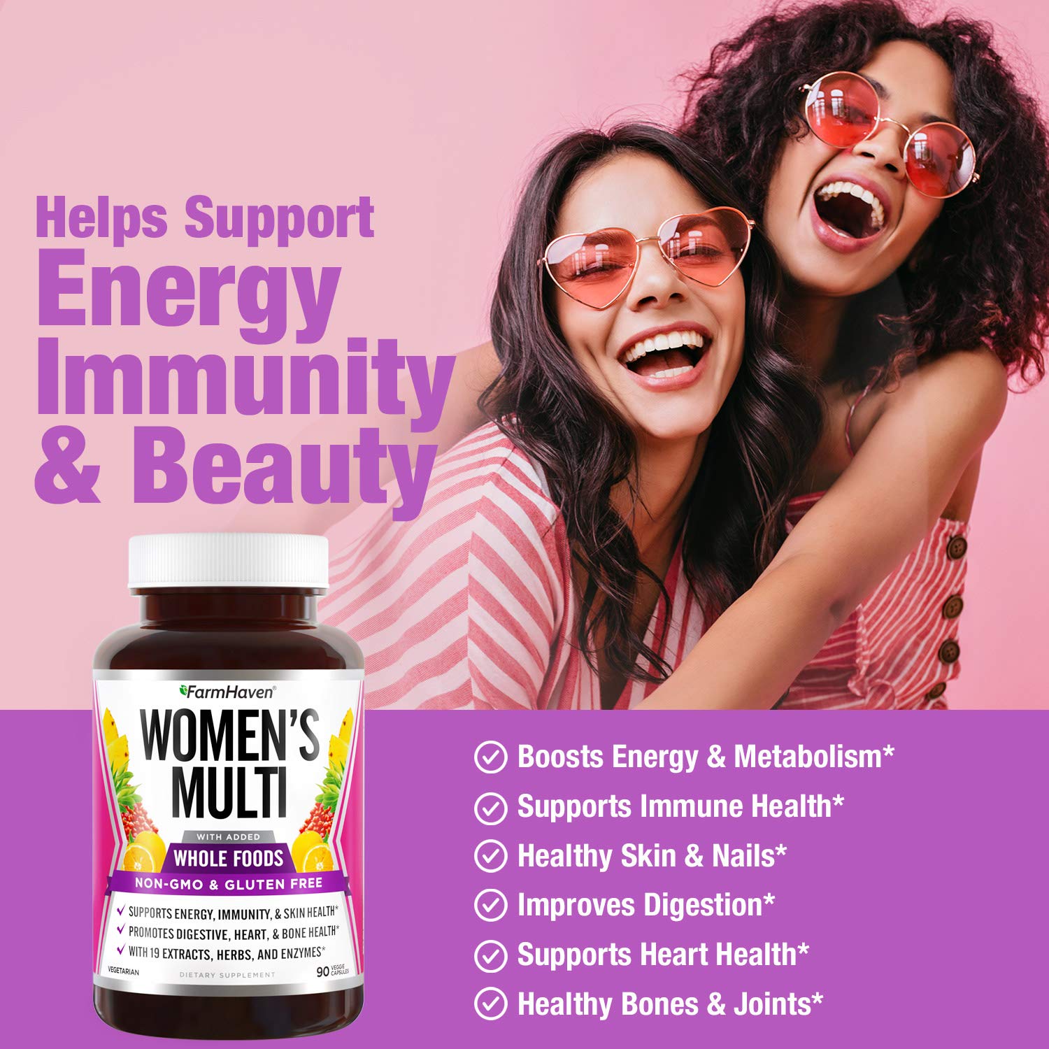 FarmHaven multivitamin label showing whole-food ingredients and enzymes