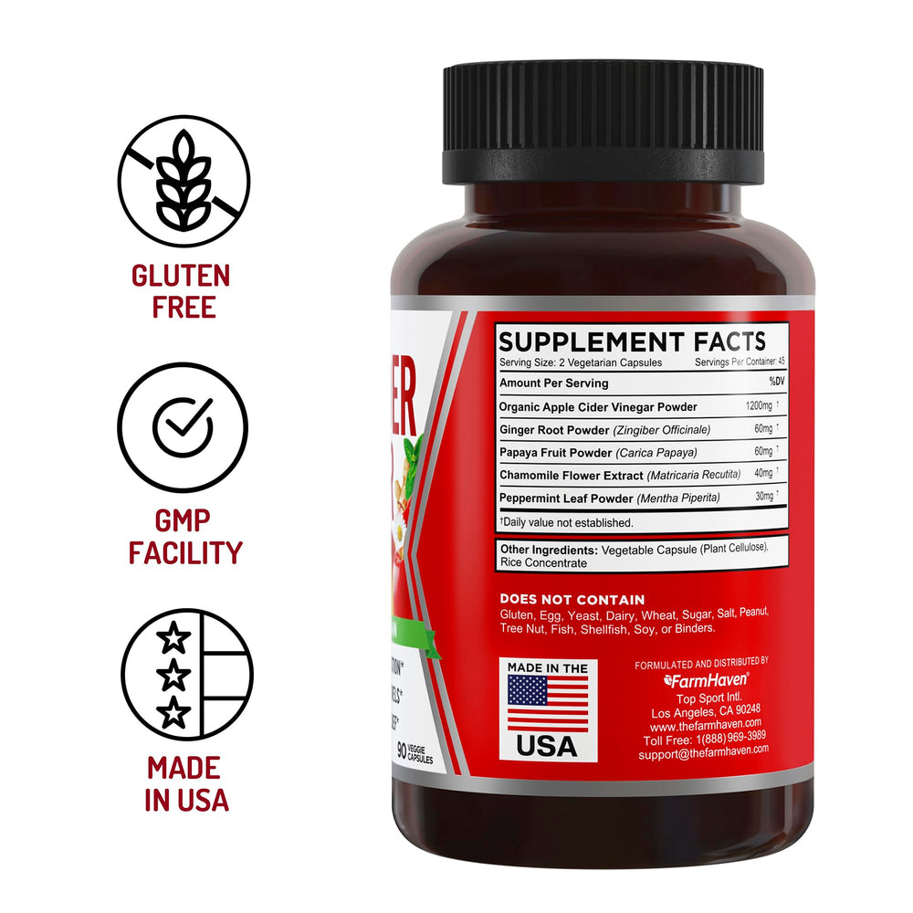 FarmHaven non-GMO vegan ACV capsules with clean ingredients.