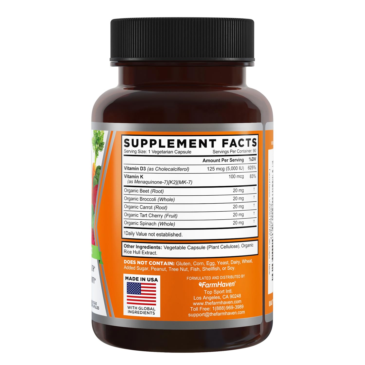 FarmHaven veggie-fruit blend label.