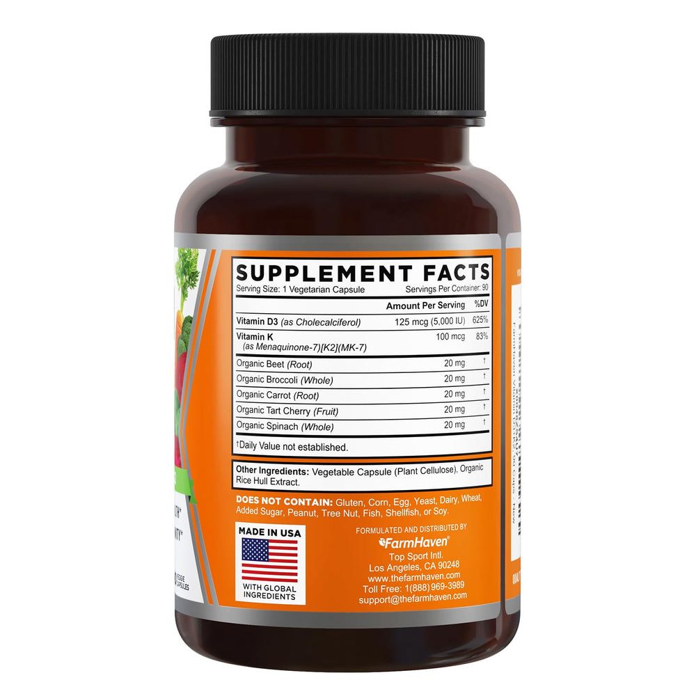FarmHaven veggie-fruit blend label.