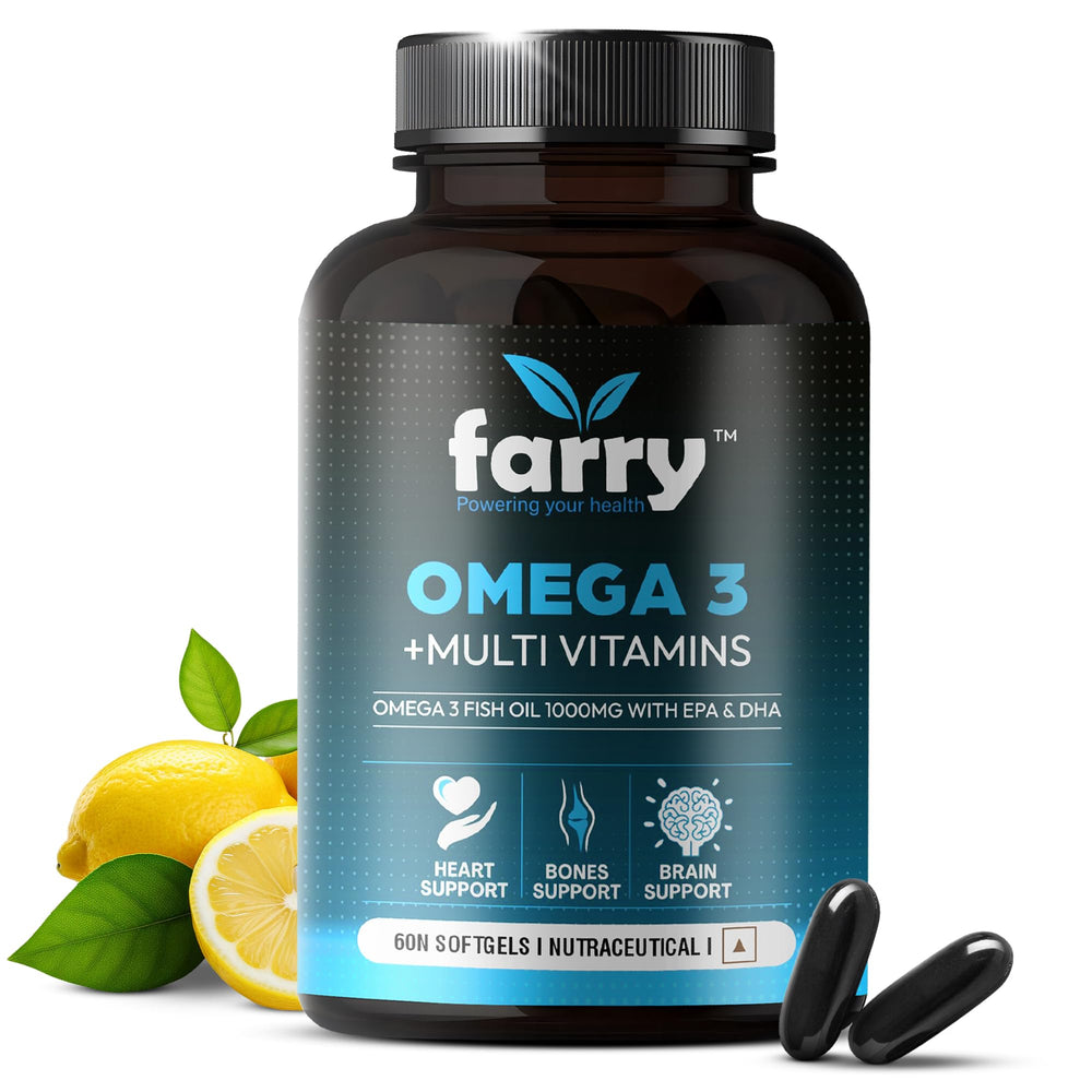 Farry Omega3 bottle label showing EPA and DHA for daily wellness