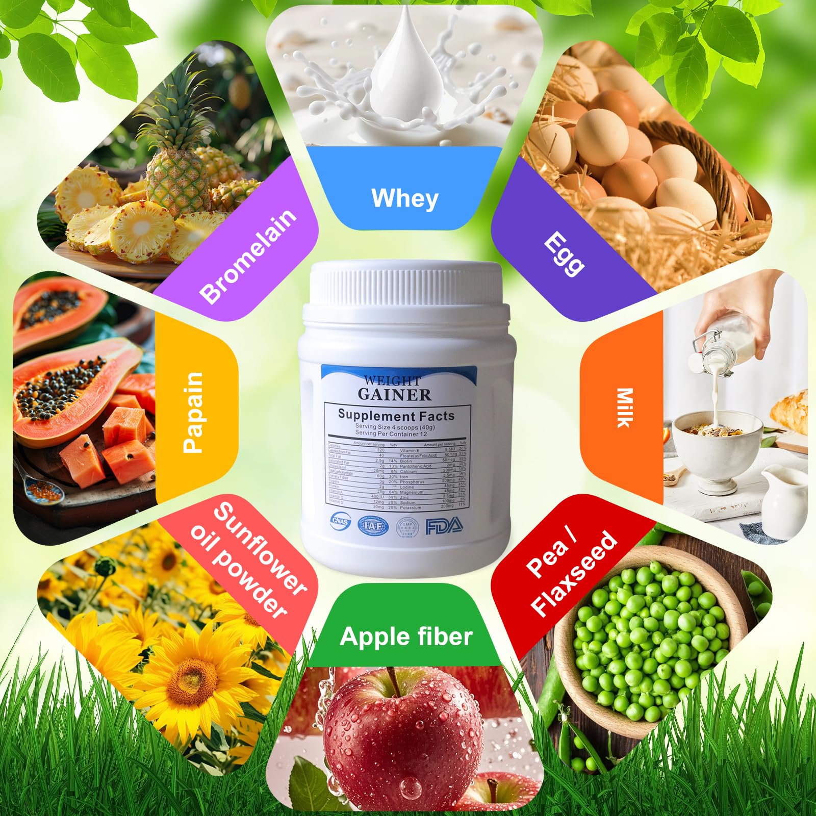 FarWIX protein blend close-up highlighting whey, egg, and pea sources.