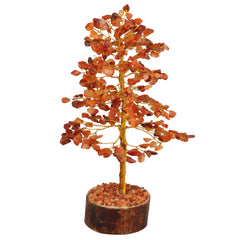 Fashionzaadi Carnelian crystal tree with gold wire for positive energy display.