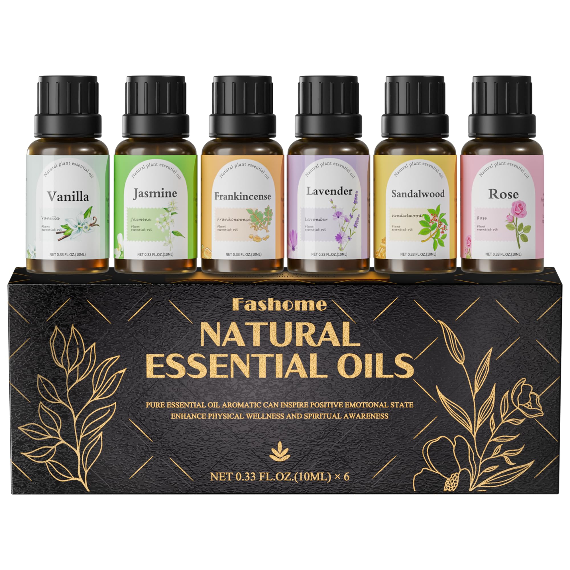 Fashome vanilla essential oil bottle for diffuser aromatherapy and cozy ambiance.