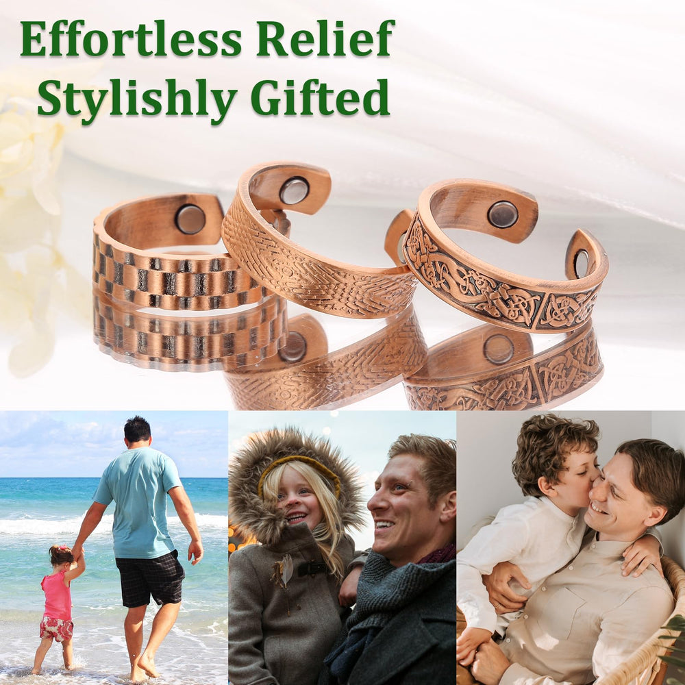 Fashtour 3 Copper Rings antique finish adds classic charm to any look