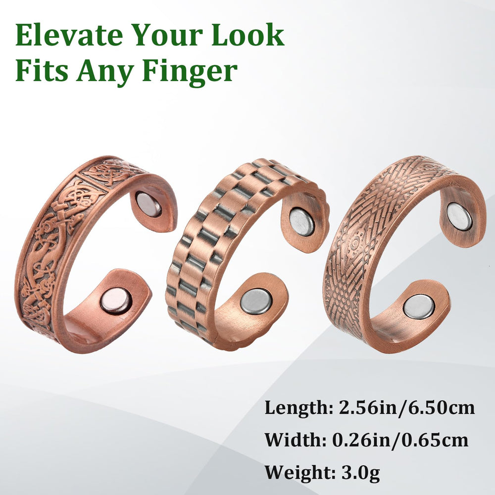 Fashtour 3 Copper Rings worn on hand demonstrating lightweight daily wear