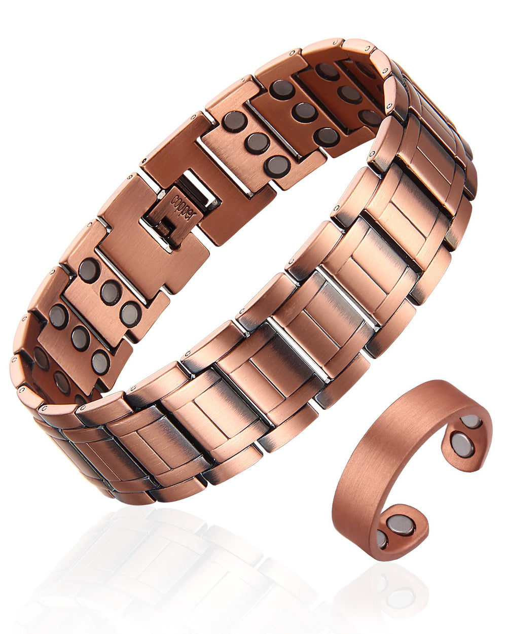 Fashtour 3X copper bracelet close-up highlighting solid copper and sleek magnets