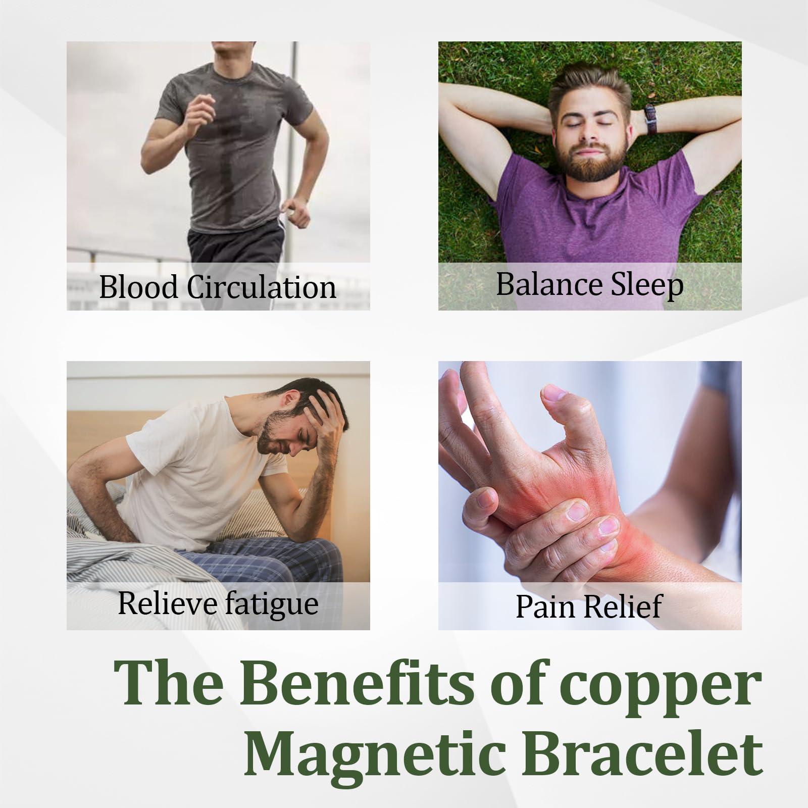 Fashtour copper bracelet worn on the wrist with casual attire.