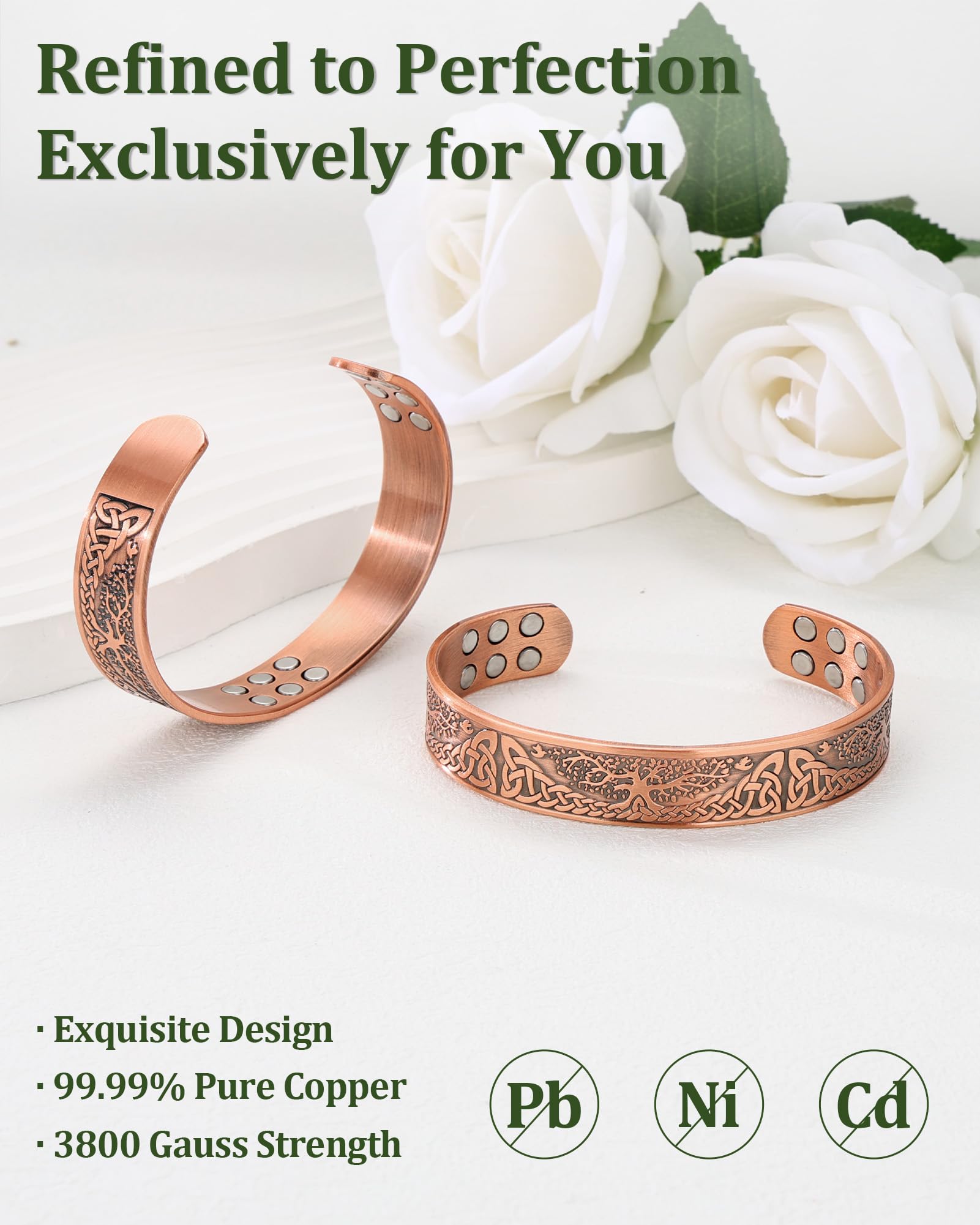 Fashtour copper bracelet worn on the wrist with adjustable fit