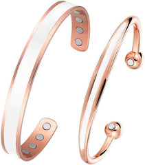 Fashtour copper magnetic bracelet front view, versatile unisex design for daily wear.