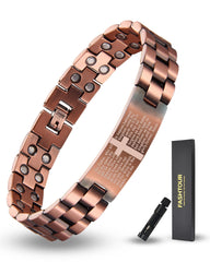 Fashtour copper magnetic cross bracelet for men, durable daily wear.