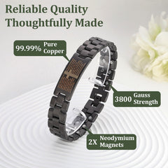 Fashtour copper magnetic cross bracelet side view showing adjustable fit