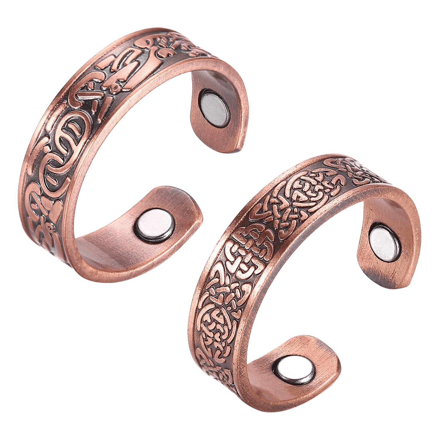 Fashtour copper magnetic ring, front view, retro style for daily wear.