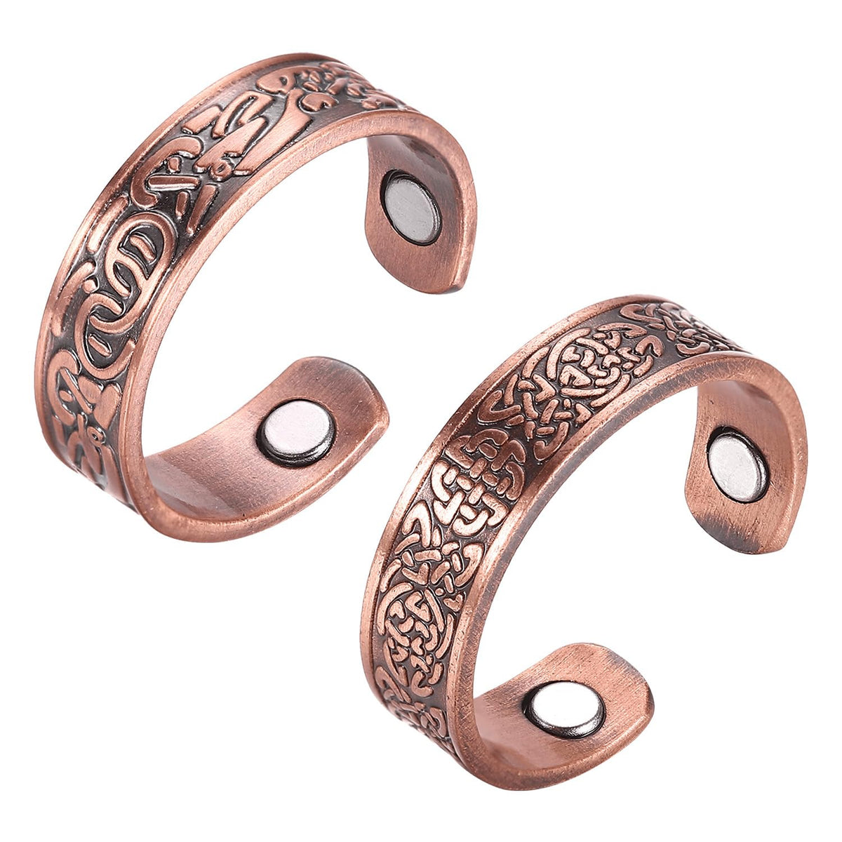 Fashtour copper magnetic ring, front view, retro style for daily wear.