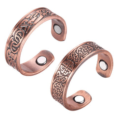 Fashtour copper magnetic ring, front view, retro style for daily wear.