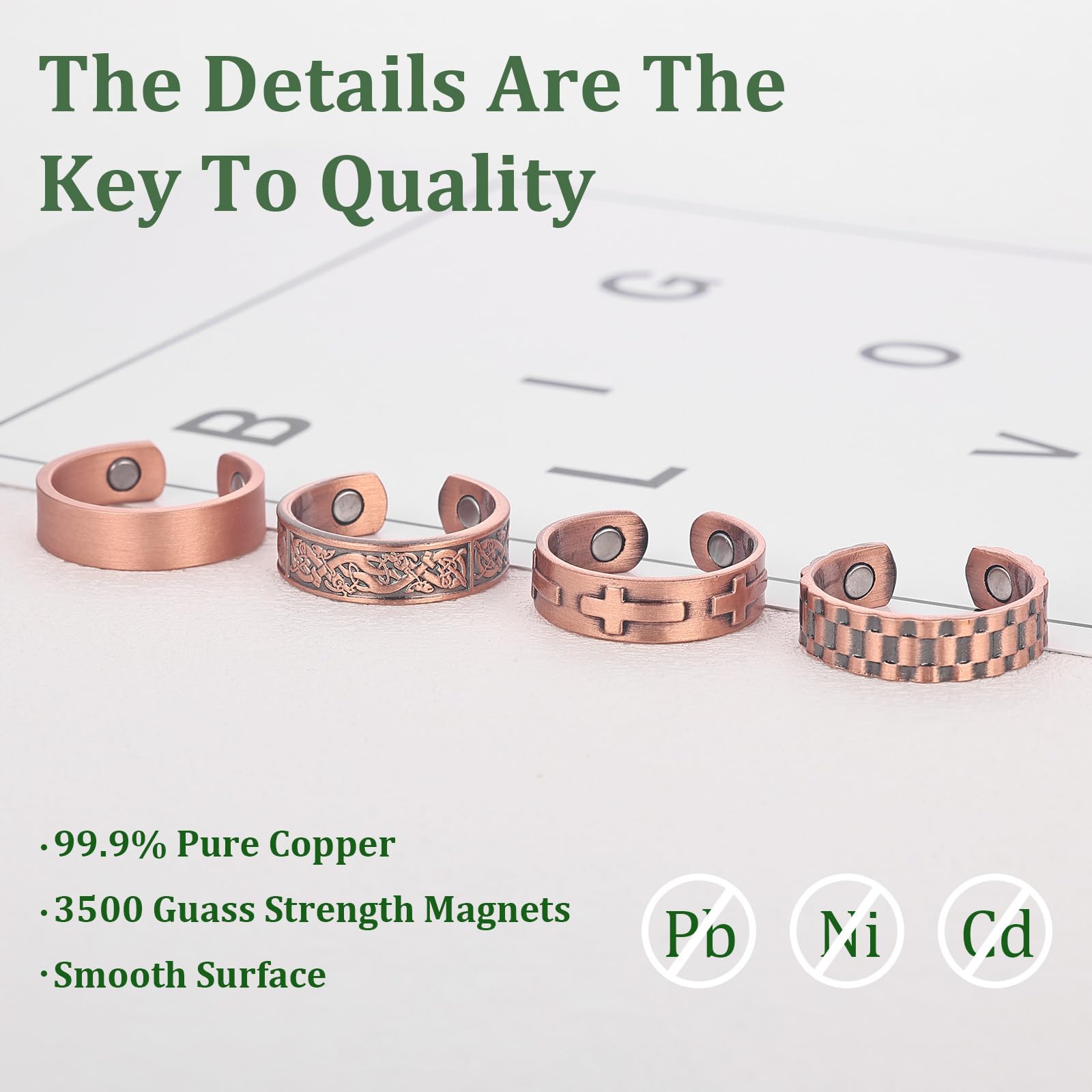 Fashtour copper magnetic ring open design shows adjustable fit.