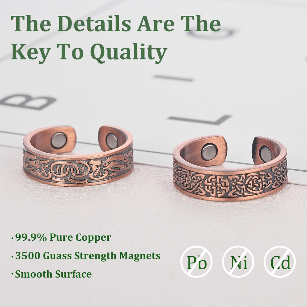 Fashtour copper magnetic ring, side view, adjustable fit for comfort.