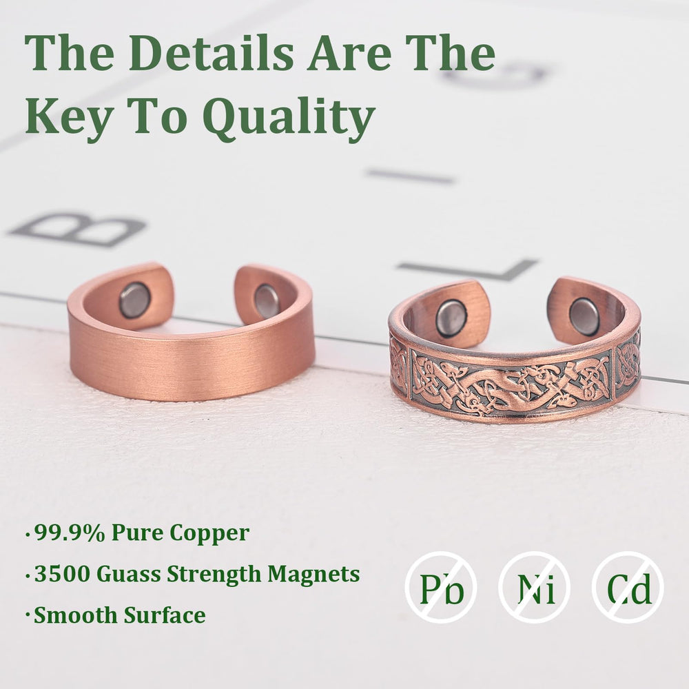 Fashtour copper magnetic ring side view highlights adjustable fit for any finger.