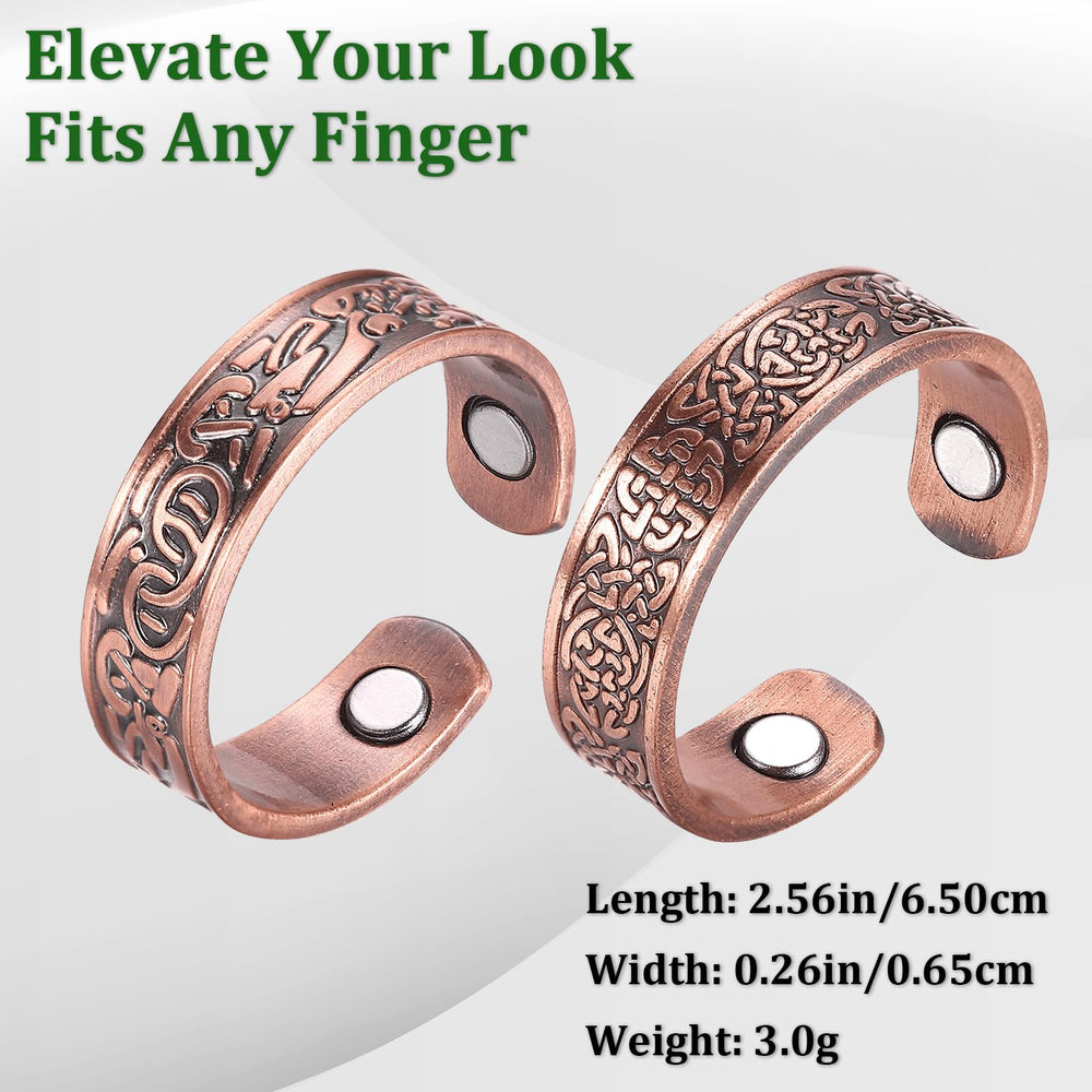 Fashtour copper magnetic ring worn with outfits, versatile retro style.