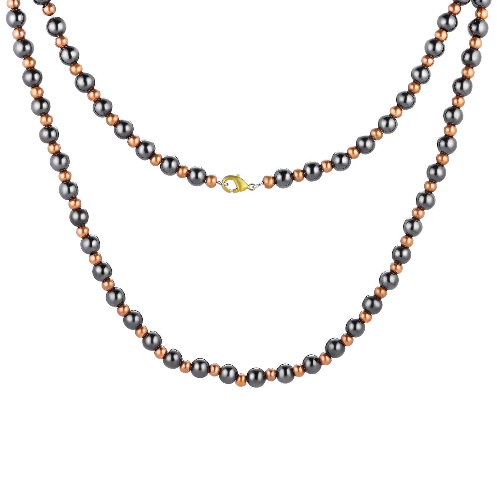 Fashtour magnetic hematite necklace with 8mm beads adds bold style to daily outfits.