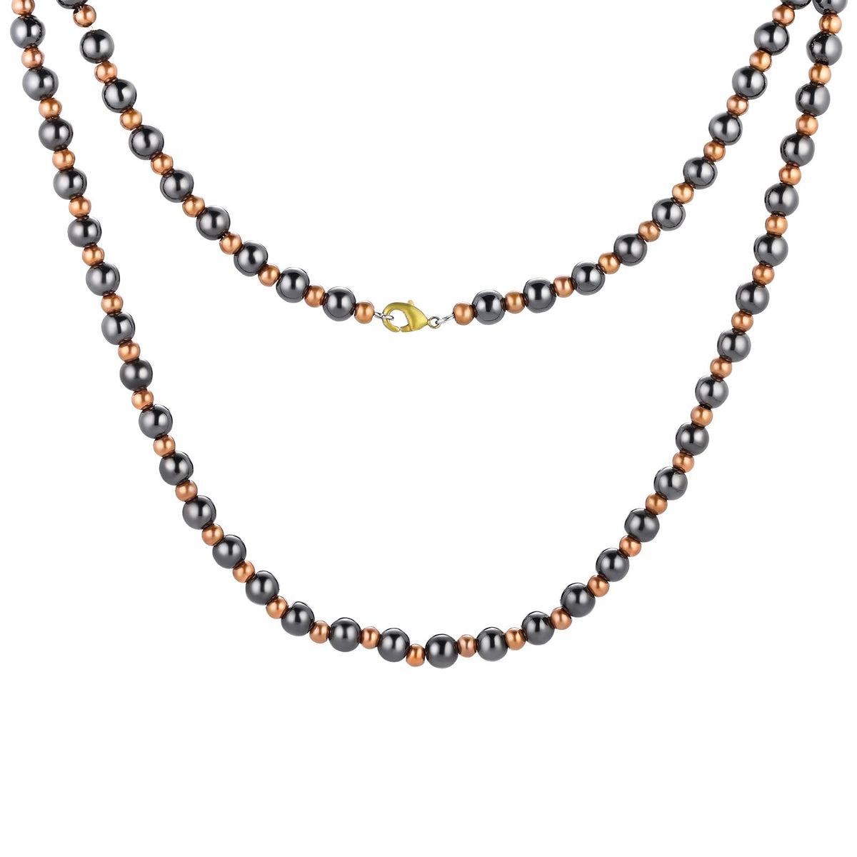 Fashtour magnetic hematite necklace with 8mm beads adds bold style to daily outfits.