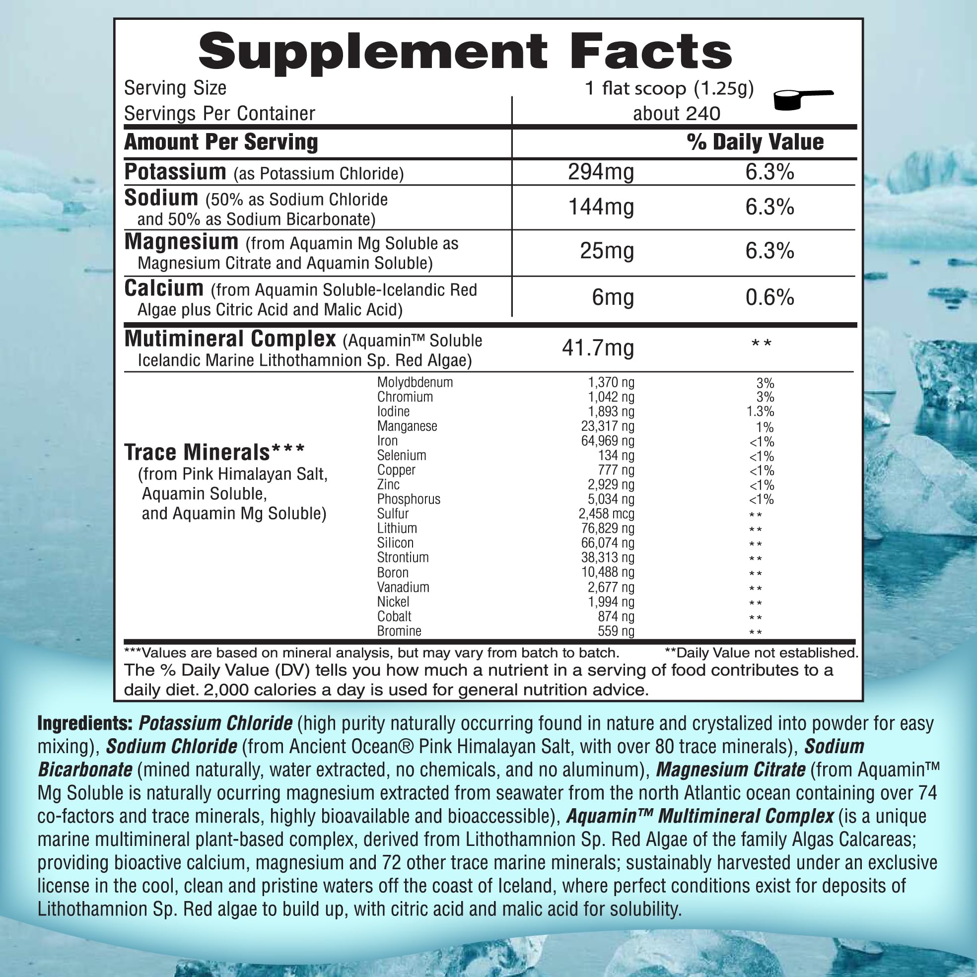 FAST LYTE label close-up on tub, unflavored electrolyte mix for versatility.