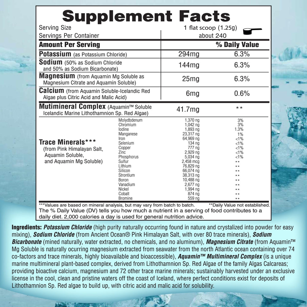 FAST LYTE label close-up on tub, unflavored electrolyte mix for versatility.