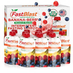 FastBlast banana-berry smoothie pouch for a convenient on-the-go breakfast.
