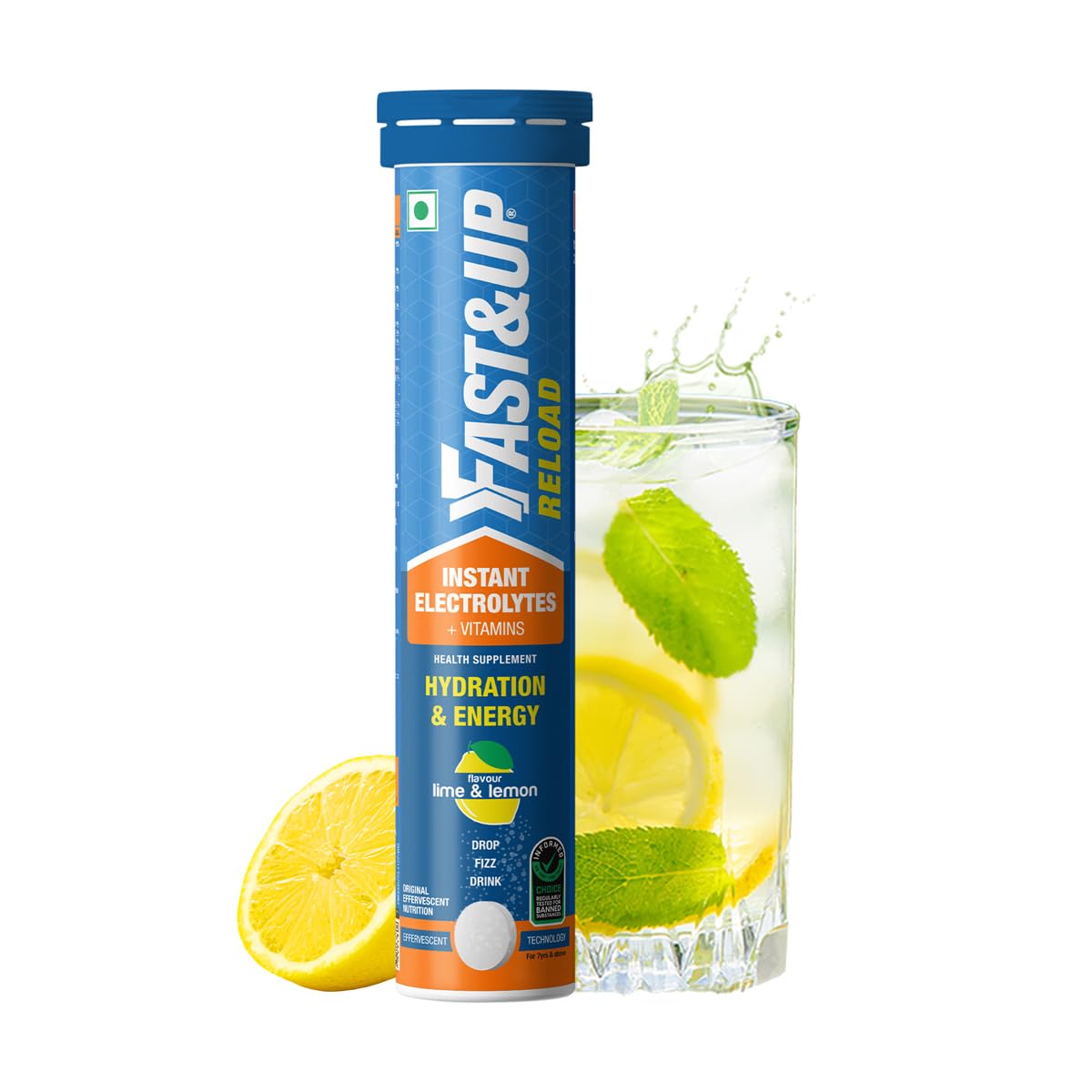 FAST&UP Reload effervescent tablet dissolving in water for quick hydration