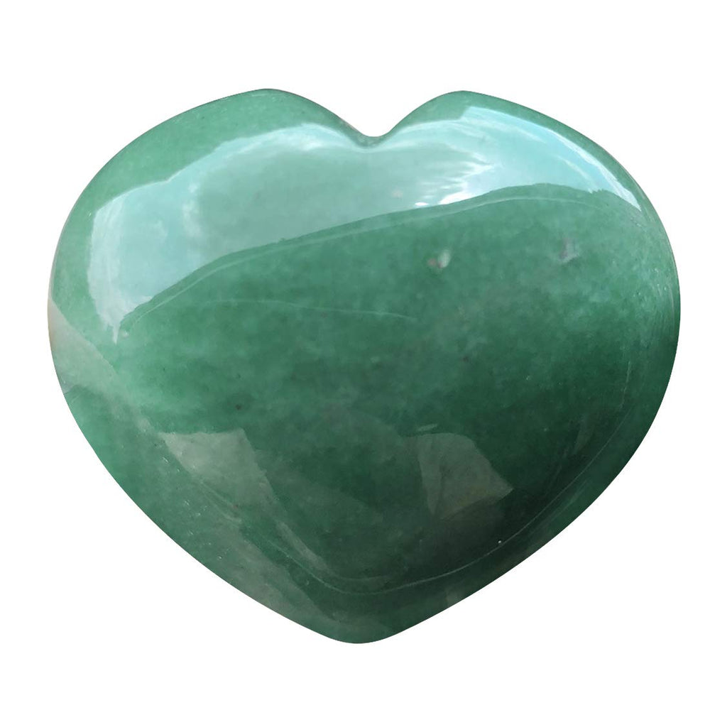 Favoramulet green aventurine heart stone held in hand for calming focus and mindful touch.