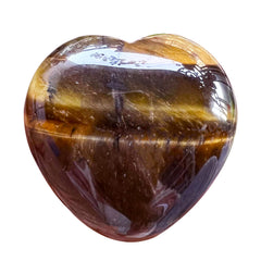 Favoramulet polished heart stone Tiger's Eye front view, ideal for meditation and mindful focus