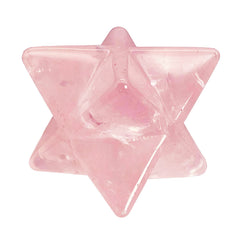 Favoramulet rose quartz merkaba star 1-inch in hand for meditation focus and balance.