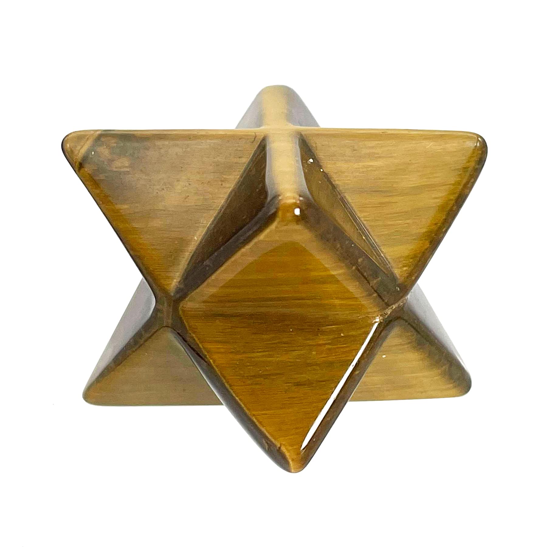 Favoramulet Tiger's Eye Merkaba Star, 1 inch, supports meditation and calm energy.