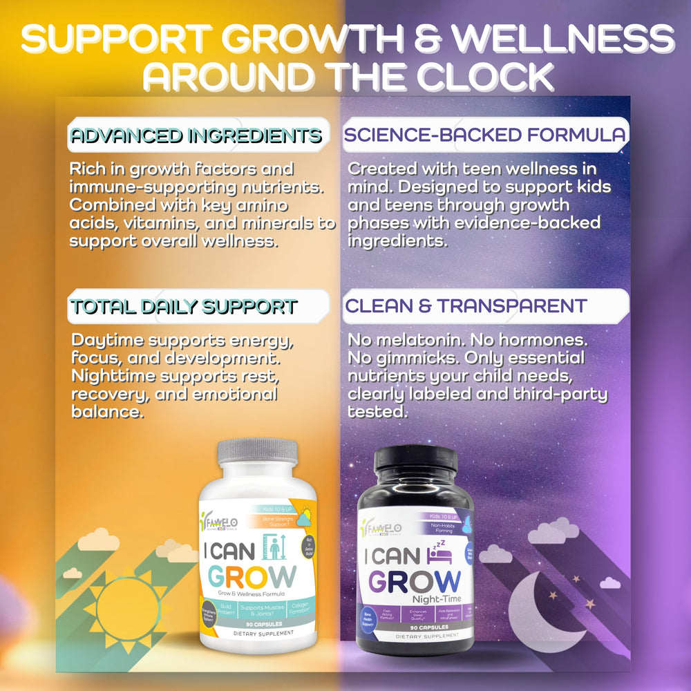 Fawelo I Can Grow product beside healthy foods promoting balanced routines