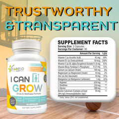 Fawelo I Can Grow label close-up highlighting transparent ingredients