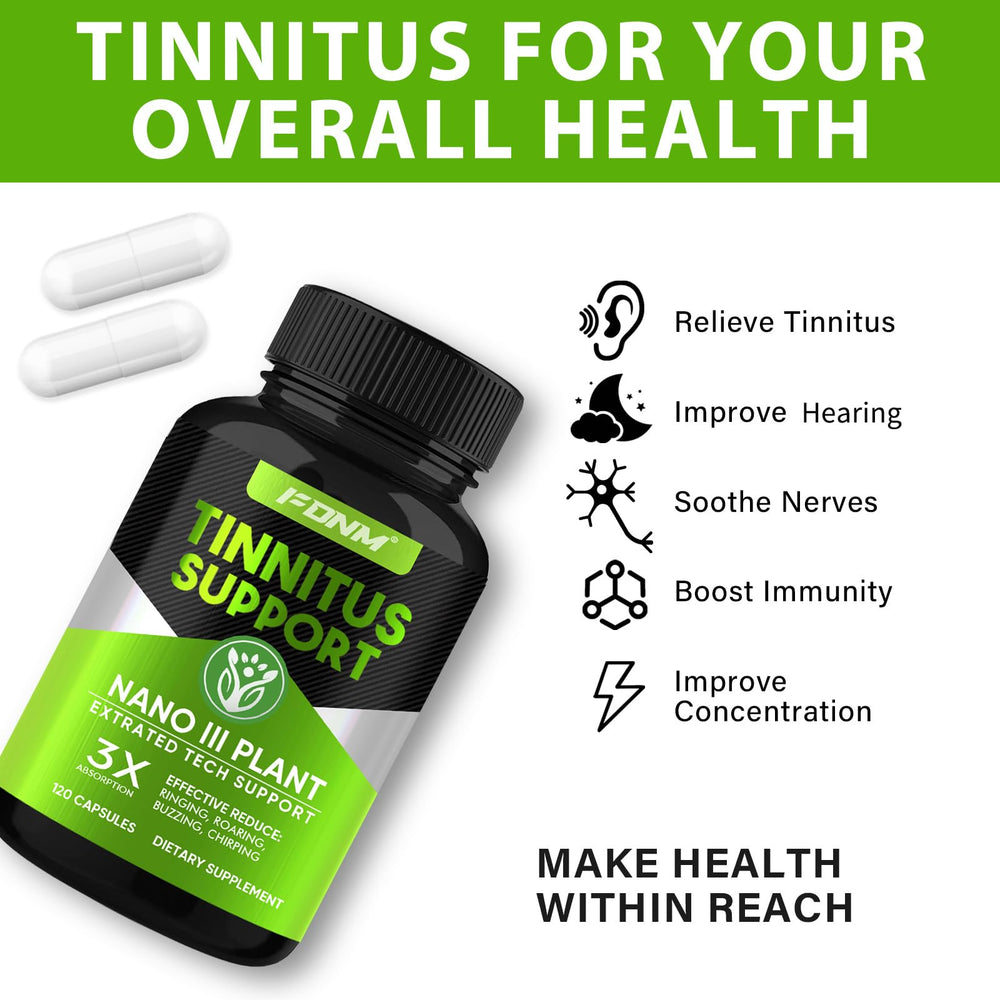 FDNM Tinnitus Relief label emphasizes Non-GMO and gluten-free status