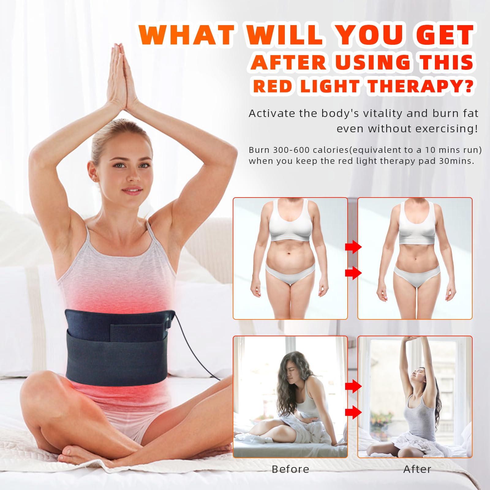 Feangli back wrap provides broad heat coverage for comfort.