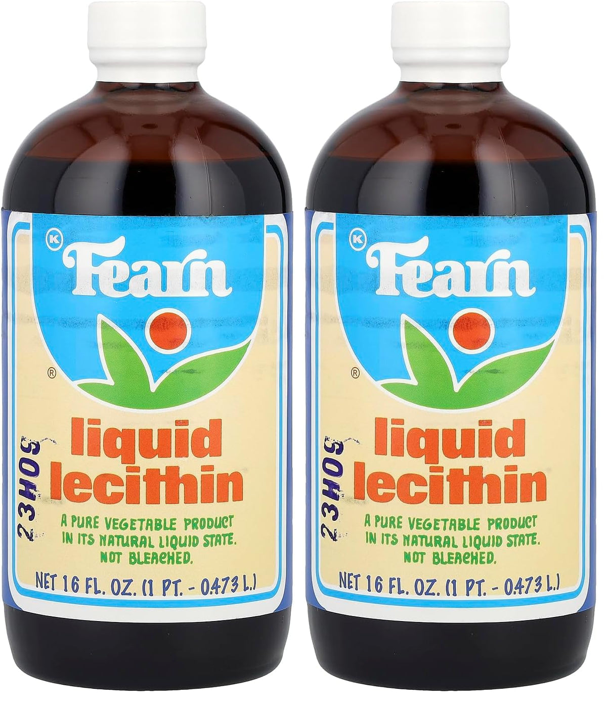 Fearn Liquid Lecithin bottle, 16 oz, pack of 2, supports healthy cardiovascular system