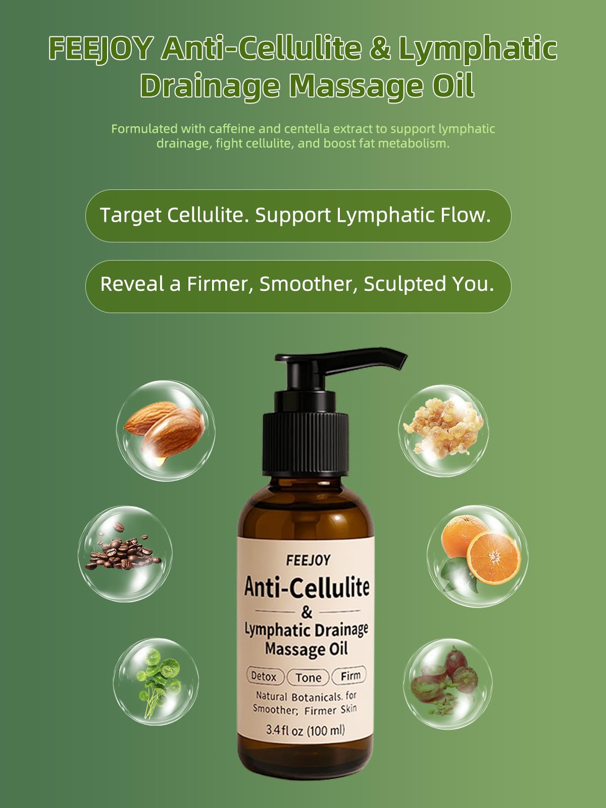 FEEJOY Body Oil massage application boosts circulation and skin glow.