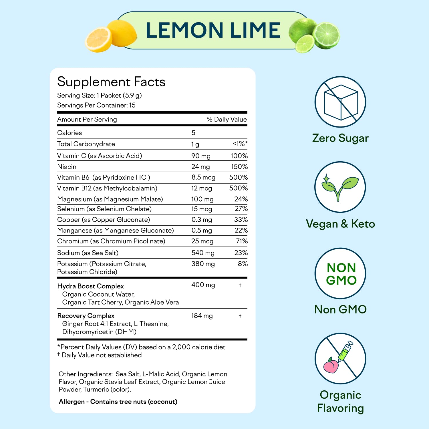 Feel Goods Hydration Hero label close-up showing sugar-free formula.