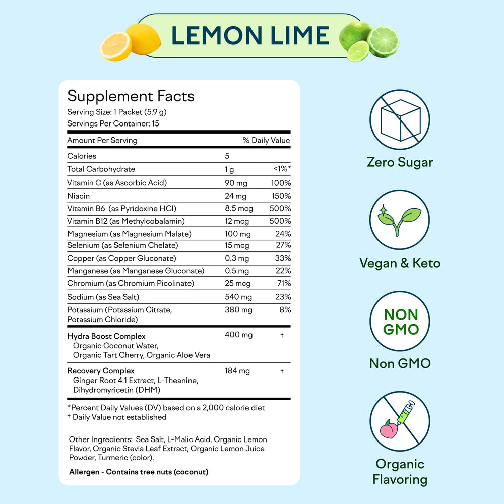Feel Goods Hydration Hero label close-up showing sugar-free formula.