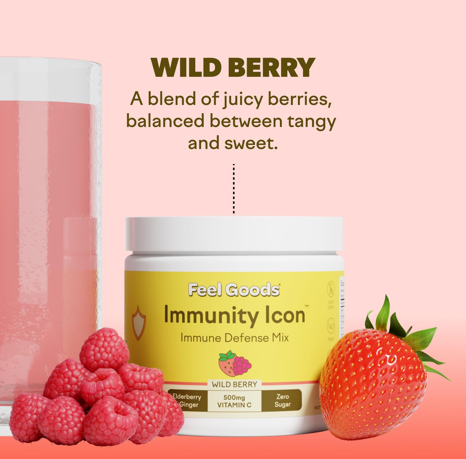 Feel Goods Immunity Icon ashwagandha-goji close-up highlighting natural energy support