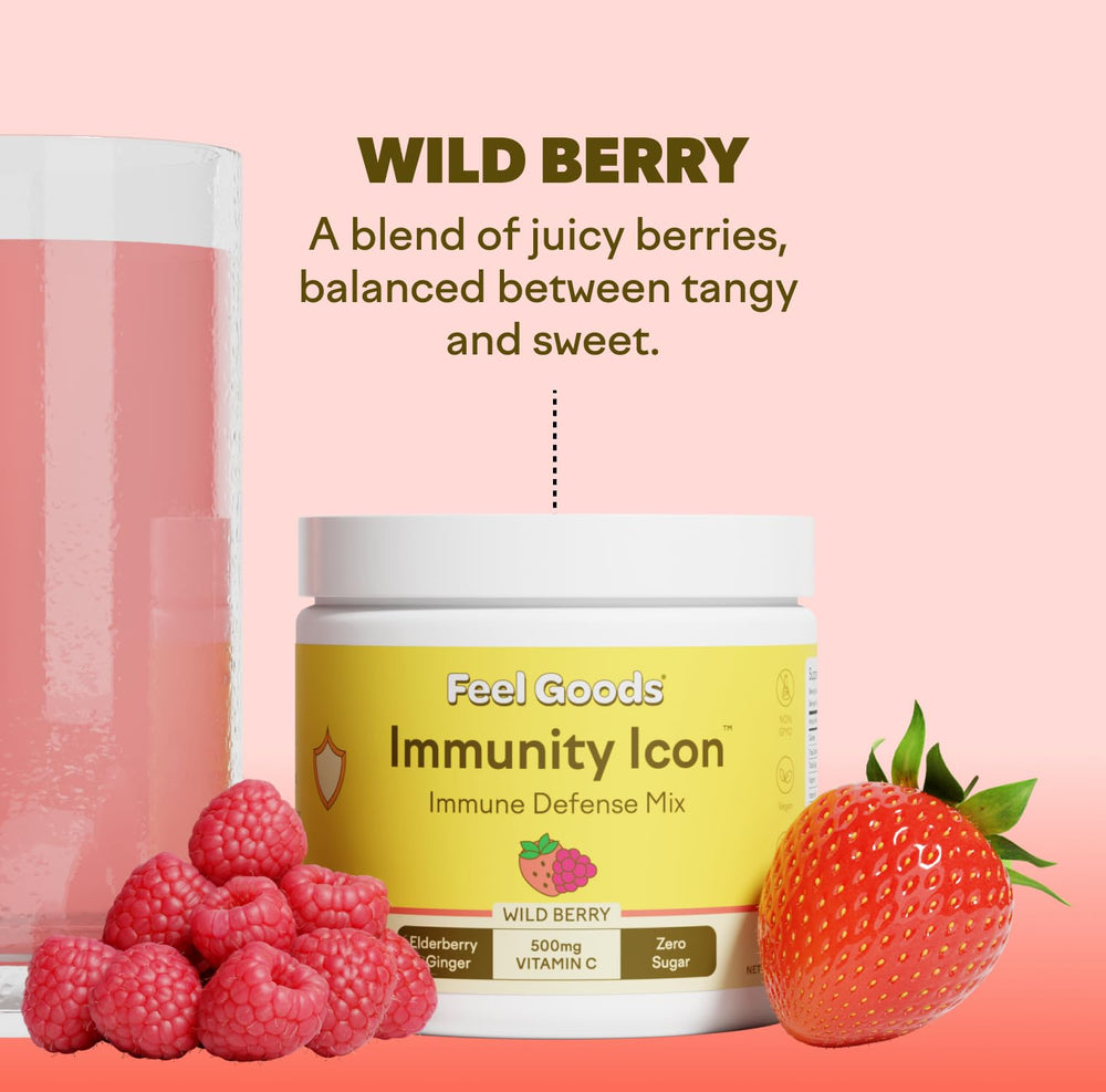 Feel Goods Immunity Icon ashwagandha-goji close-up highlighting natural energy support