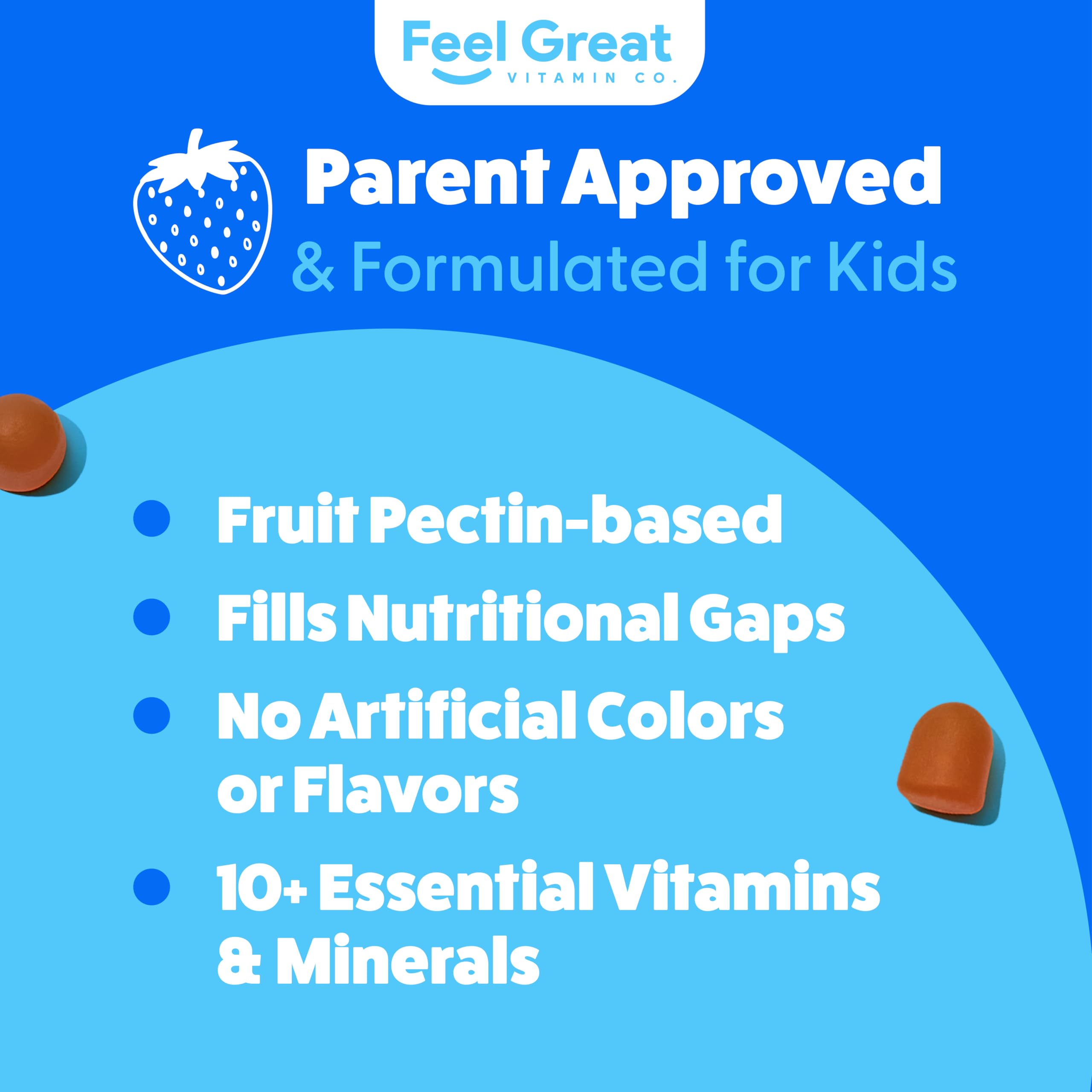 Feel Great Kids Multivitamin Gummies kid enjoying chewable vitamins at snack time
