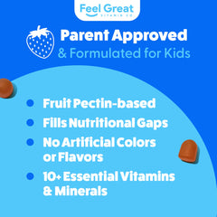 Feel Great Kids Multivitamin Gummies kid enjoying chewable vitamins at snack time