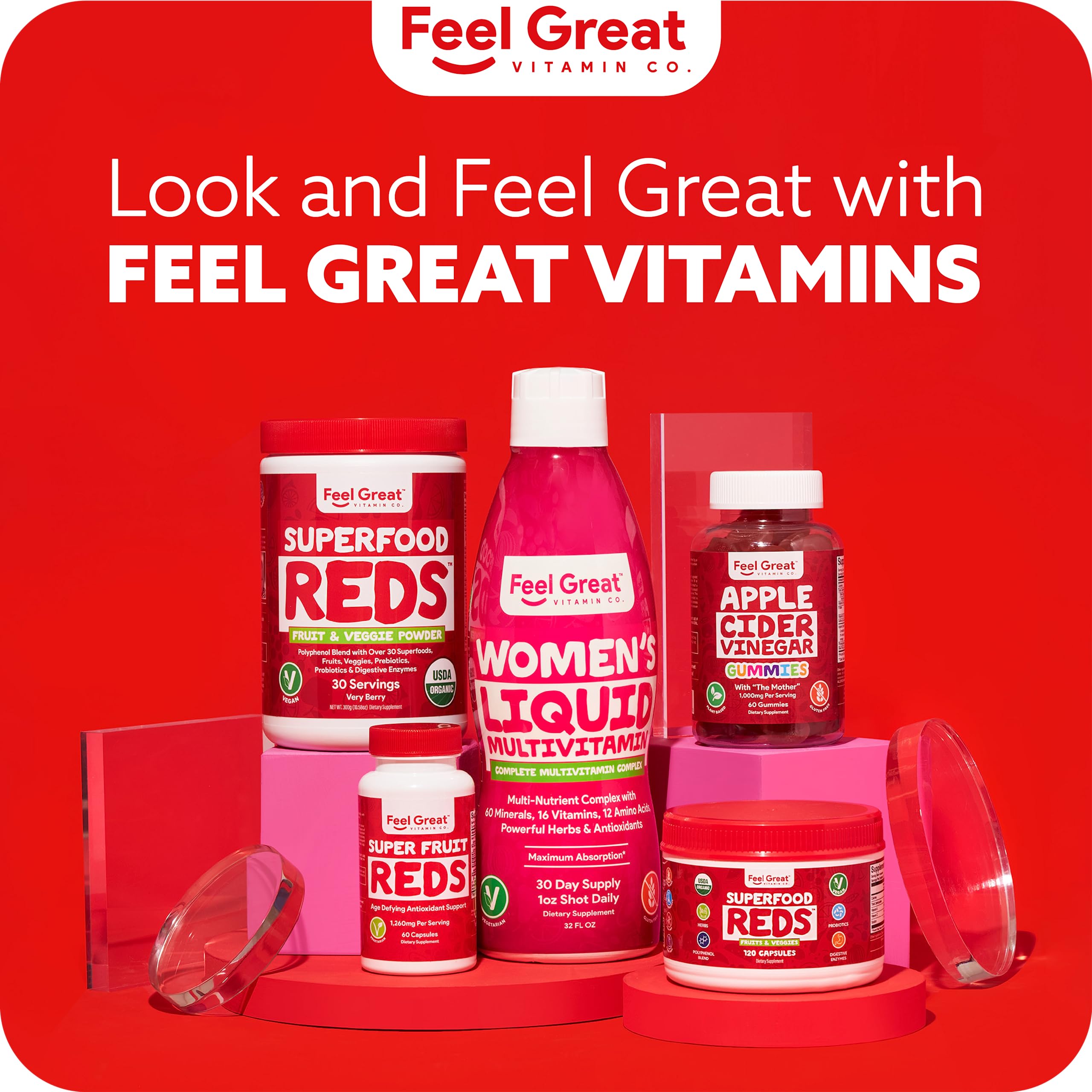 No artificial fillers or preservatives in Feel Great Reds powder.