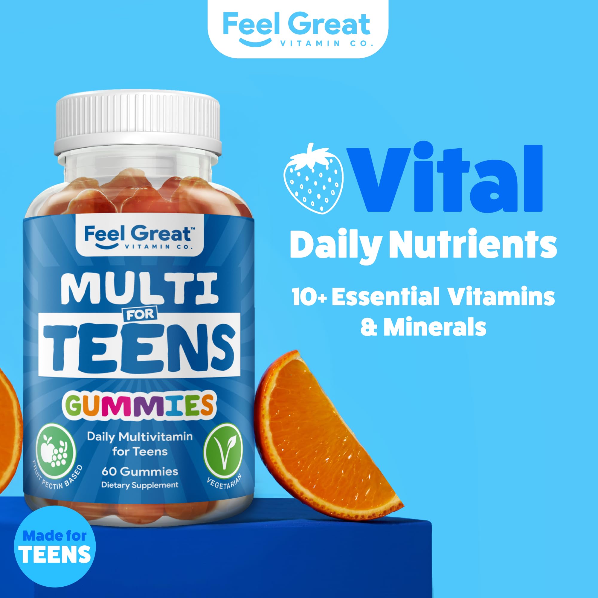 Teen users enjoy The Feel Great vitamins gummies signaling easy daily nutrition