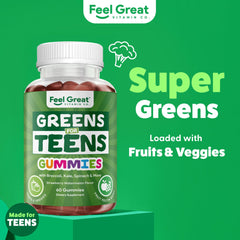 Feel Great vegan formula gummies ready for daily teen use.
